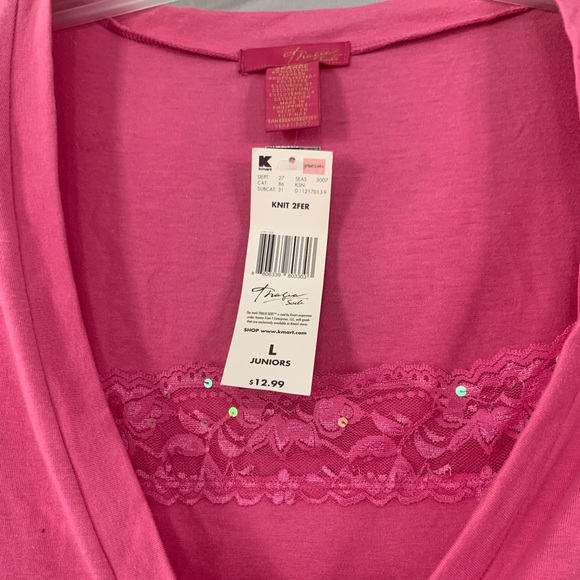 NWT Thalia Sodi Pink Layered Top Juniors Large - Picture 3 of 6